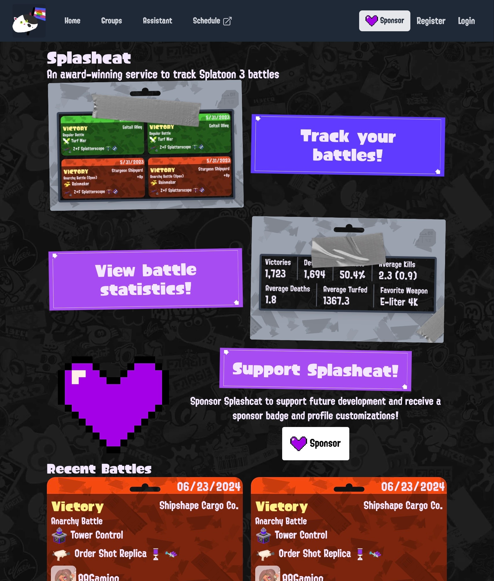 Screenshot of splashcat.ink